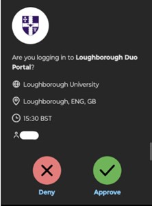 Prompt box for Duo portal